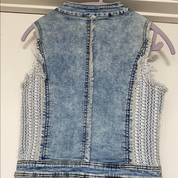 NWOT Rare POL Lace Light Blue Denim jean Sleeveless Stretch Zipper Jumpsuit S - Picture 11 of 13